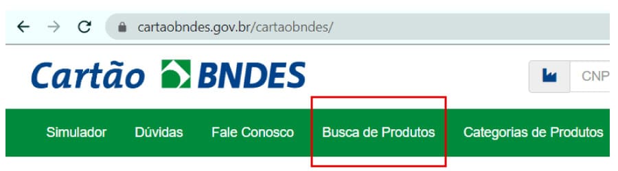 Site do Cartão BNDES